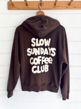 P & Co. England Brown Cotton Graphic Hoodie - XS